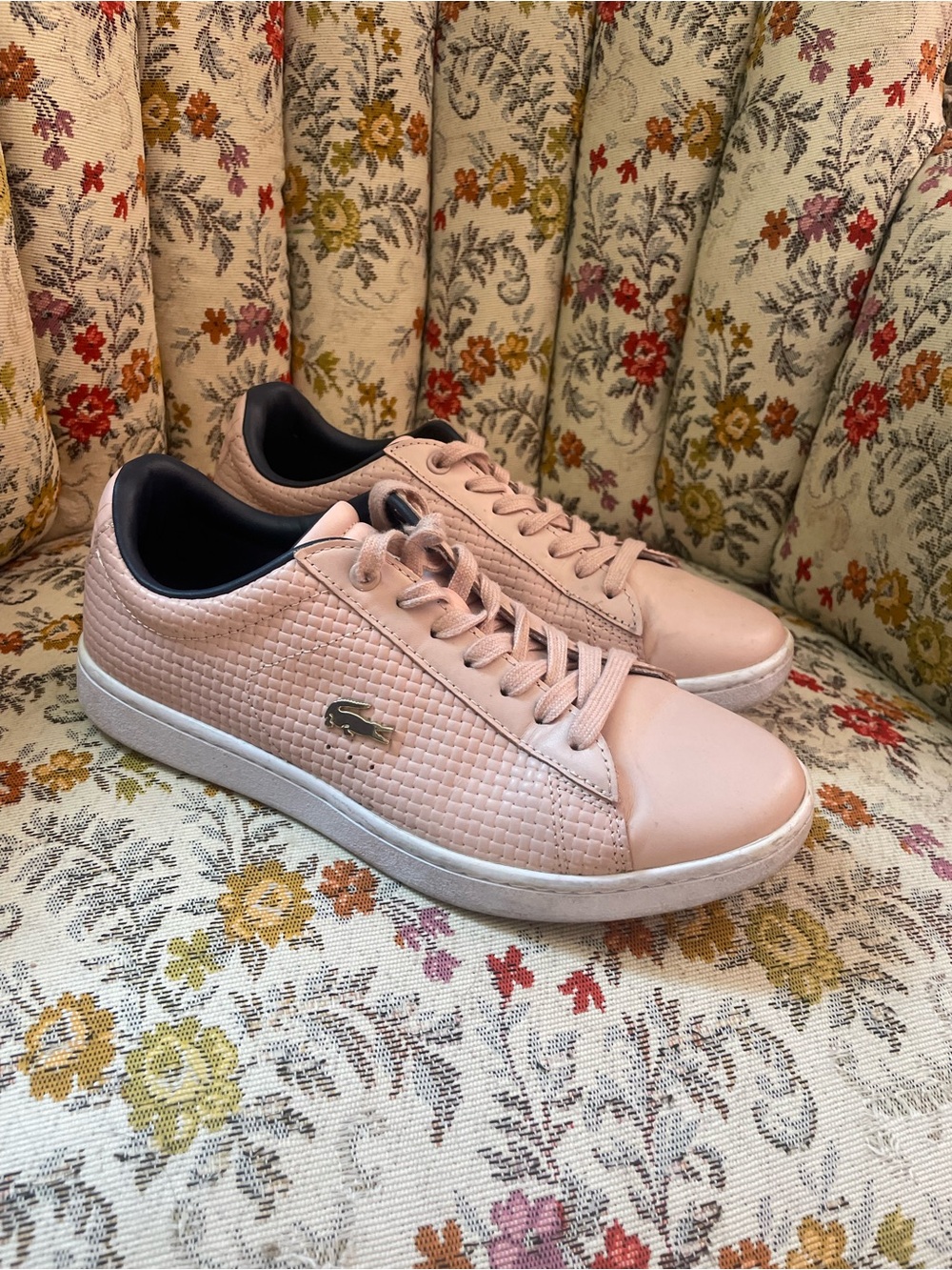 Lacoste Women’s Size 6 Carbaby Preppy Sneakers Pink Summer Logo Athleisure